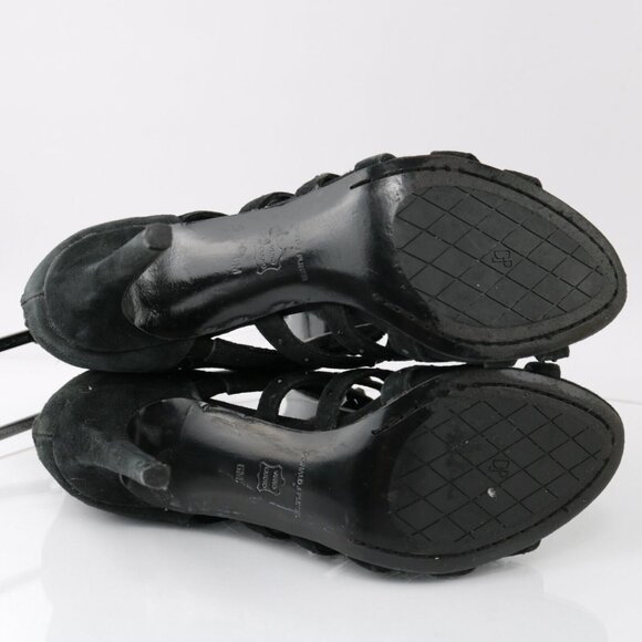Donald Pliner Womens Adelia Sandal Size 6 Black Suede Heel Strappy Caged Bootie - Picture 9 of 11